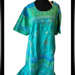 La Cera NWT Blue Green Gold Easy Dress